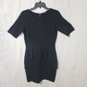 Theory 100% Wool! Black Work Dress with Peplum